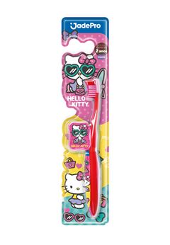 ESCOVA DENTAL JADEPRO HELLO KITTY MACIA COM PROTETOR DE CERDAS