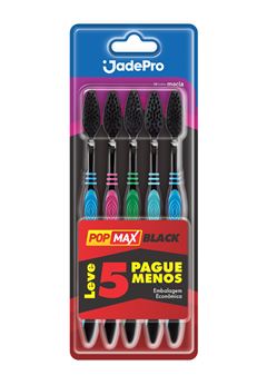 ESCOVA DENTAL JADEPRO POPMAX BLACK MACIA CARTELA COM 5UN